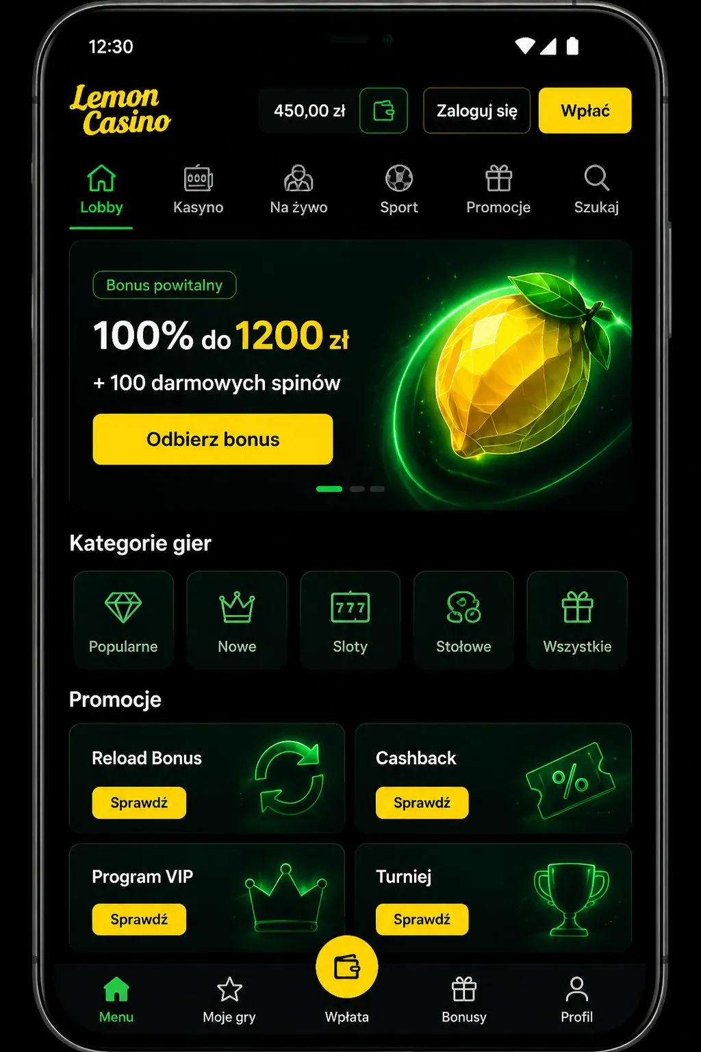Logowanie mobilne na LemonCasino — Lemon Casino login